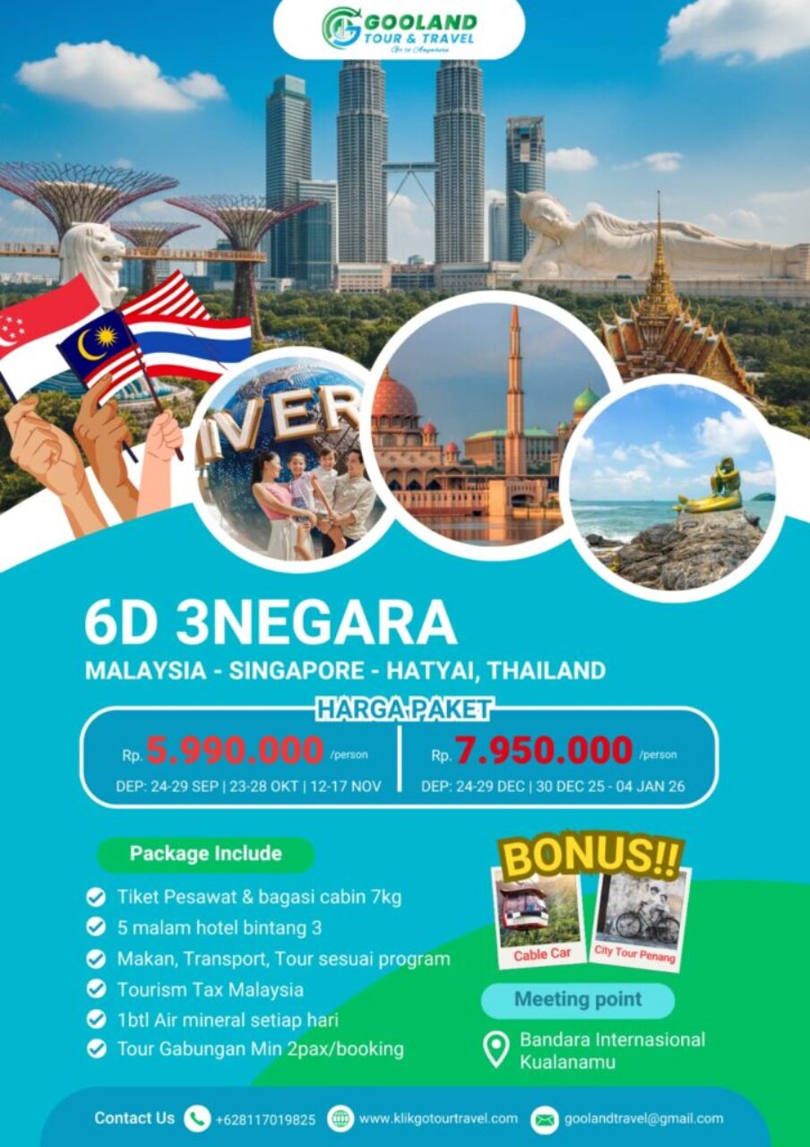 3 negara 6 hari malaysia thailand singapore