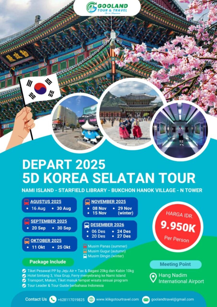 5 hari tour korea via batam